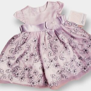 NWT Bonnie Baby Mauve Satin & Lace Overlay Dress